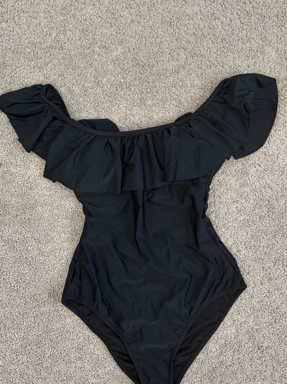 Arizona Jean Company Black Off-Shoulder Ruffle One-Piece Swimsuit